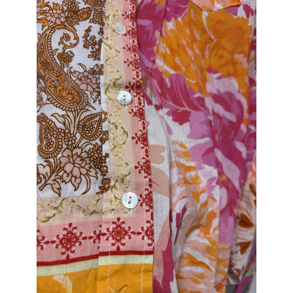 Calypso St. Barth Pink & Orange Floral Button-Up Blouse - Picture 8 of 16